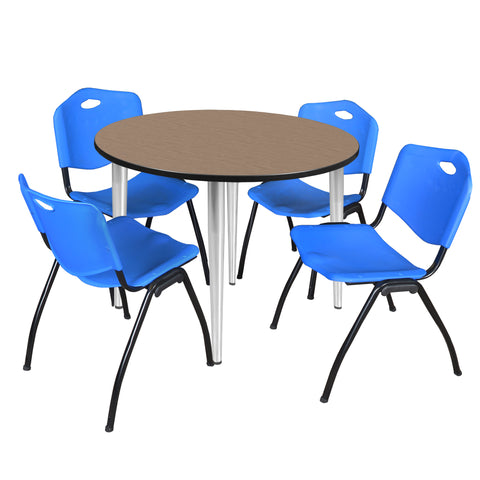 Regency Kahlo 30 in. Square Breakroom Table Top Black Base & 4 M Stack Chairs