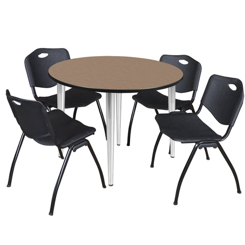 Regency Kahlo 30 in. Square Breakroom Table Top Black Base & 4 M Stack Chairs