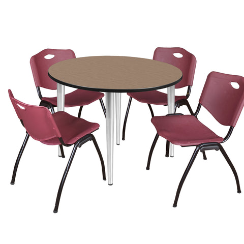 Regency Kahlo 30 in. Square Breakroom Table Top Black Base & 4 M Stack Chairs