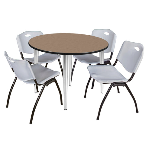Regency Kahlo 30 in. Square Breakroom Table Top Black Base & 4 M Stack Chairs