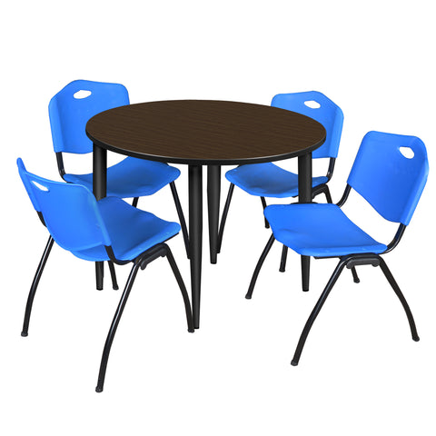 Regency Kahlo 30 in. Square Breakroom Table Top Black Base & 4 M Stack Chairs