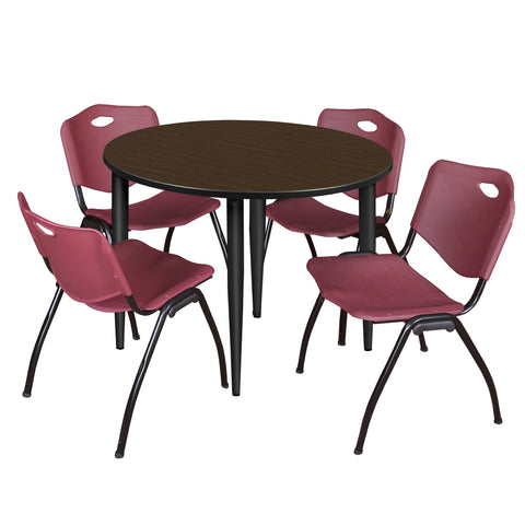 Regency Kahlo 30 in. Square Breakroom Table Top Black Base & 4 M Stack Chairs