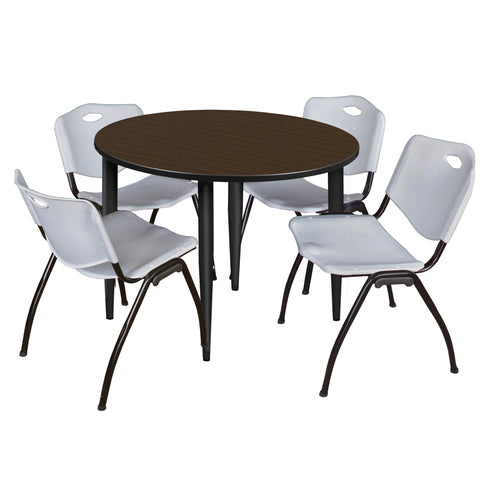 Regency Kahlo 30 in. Square Breakroom Table Top Black Base & 4 M Stack Chairs