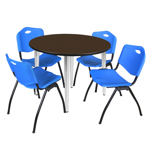 Regency Kahlo 30 in. Square Breakroom Table Top Black Base & 4 M Stack Chairs