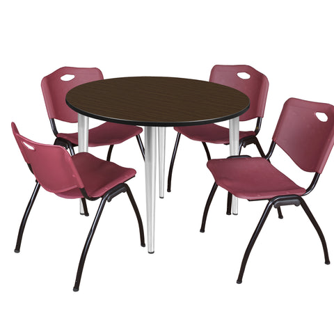 Regency Kahlo 30 in. Square Breakroom Table Top Black Base & 4 M Stack Chairs