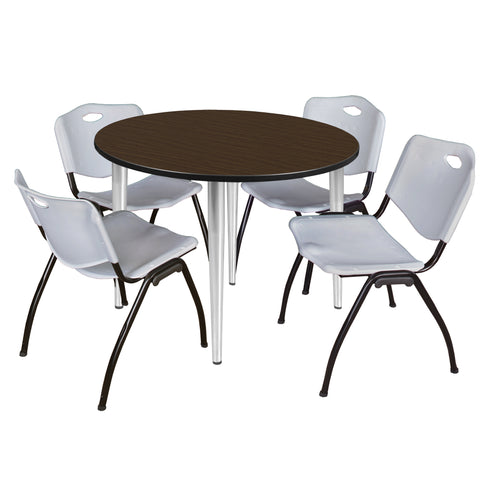 Regency Kahlo 30 in. Square Breakroom Table Top Black Base & 4 M Stack Chairs