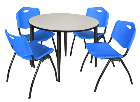 Regency Kahlo 30 in. Square Breakroom Table Top Black Base & 4 M Stack Chairs