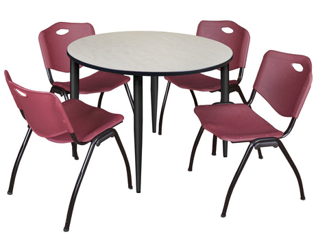 Regency Kahlo 30 in. Square Breakroom Table Top Black Base & 4 M Stack Chairs