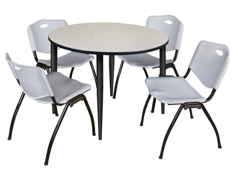 Regency Kahlo 30 in. Square Breakroom Table Top Black Base & 4 M Stack Chairs
