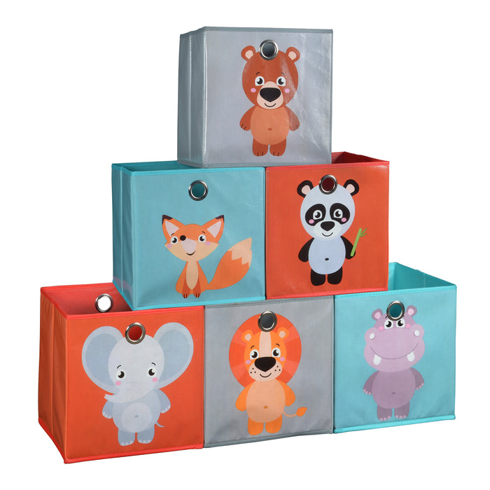Niche Cubo Set of 6 Animal Printed Fabric Storage Bins with Label Holder