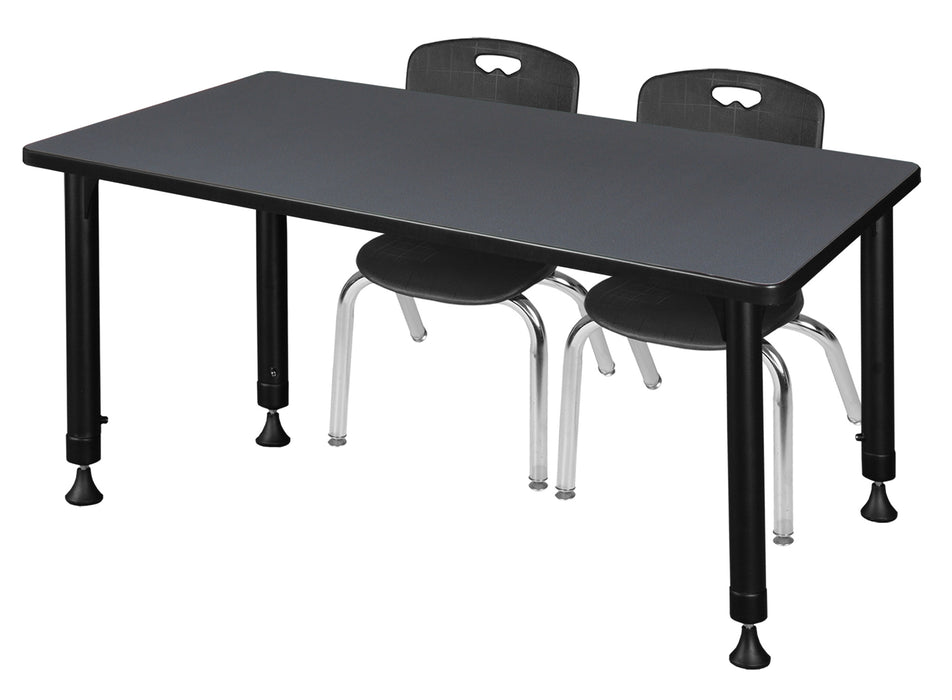 Kee 48" x 24" Height Adjustable Classroom Table & 2 Andy 12-in Stack Chairs