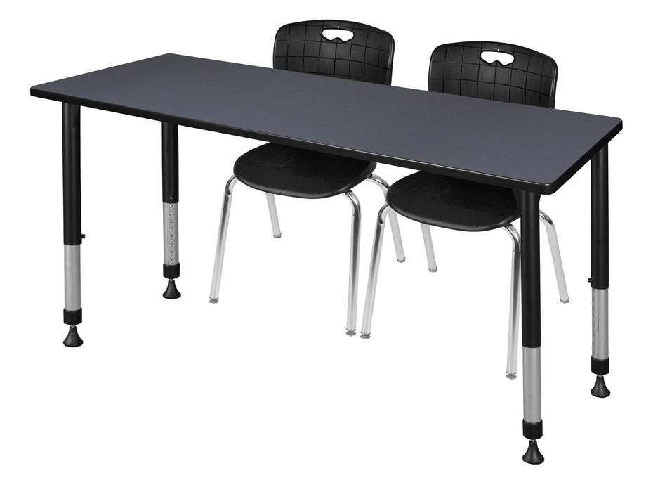 Kee 60" x 24" Height Adjustable Classroom Table & 2 Andy 18-in Stack Chairs