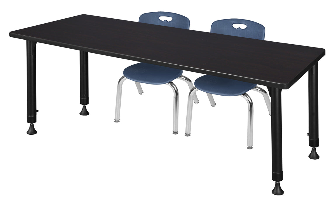 Kee 60" x 24" Height Adjustable Classroom Table & 2 Andy 12-in Stack Chairs
