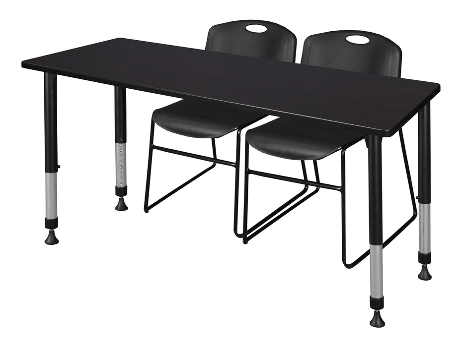 Kee 60" x 30" Height Adjustable Classroom Table & 2 Zeng Stack Chairs